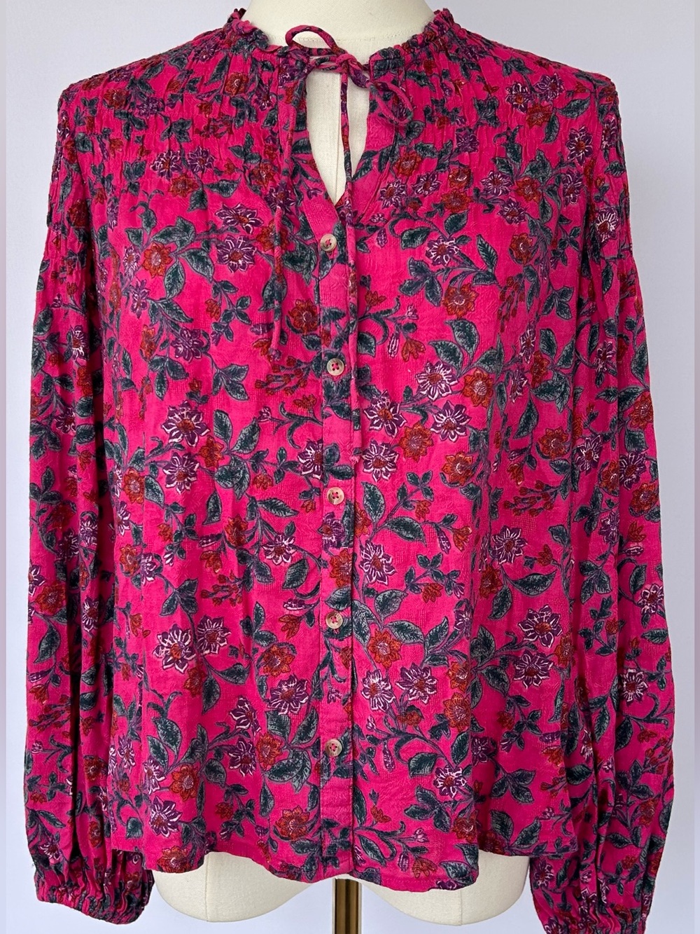 Maeve by Anthropologie Women’s Calais Smocked Peasant Blouse Size Small